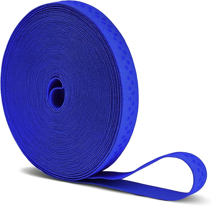 Mandala Crafts 0.5 Inch Elastic Silicone Gripper Tape for Clothing - 10 Yds Dotted Non Slip Elastic Band for Sewing - Royal Blue Silicone Flat Fabric Stretchy Ribbon Straps