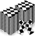 Oudain 60 Pcs 10 x 10 Inch Black and White Checkered Fabric Racing Car Themed Square Plaid Buffalo Fat Patchwork Precut Strips for Chequered Flag DIY Craft Material Halloween Quilting Sewing Handmade