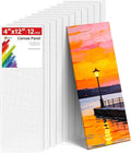 Simetufy Long Canvas Panels 4x12 Inch, 12 Pack – Primed 100% Cotton Flat Canvas Boards for Painting – Acid-Free White Art Surfaces for Oil, Acrylic, Gouache & Tempera