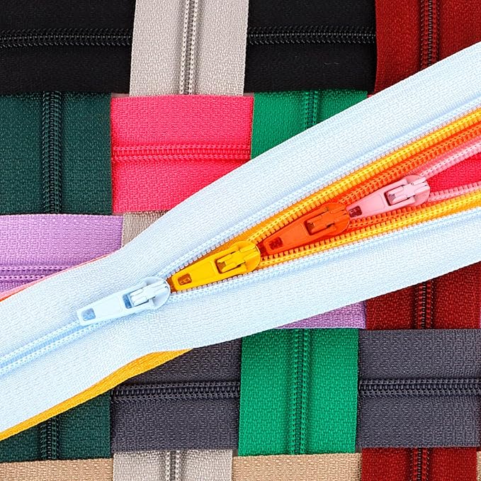 Zippers for Making Bags & Pouches - 100 PCS Nylon 8Inch Colorful Zippers for Sewing Crafts Projects - 20 Colors