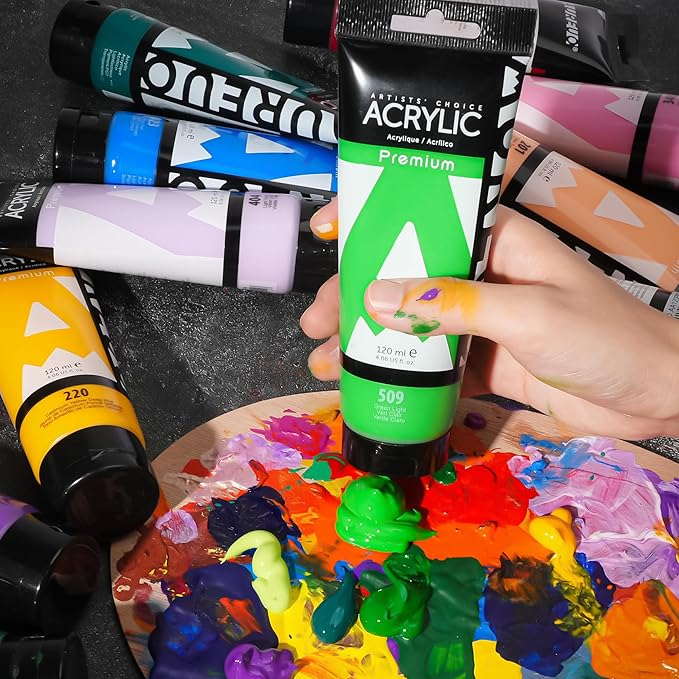 AUREUO Emerald Green Acrylic Paint, 4 Fl Oz / 120ml Single Tube, Rich Pigment Forest Green Color Art Craft Paints for Canvas, Rocks, Wood, Ceramic, Fabric