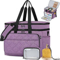IBFUN 3PCS Crochet Bag with Wrist Yarn Holder, Large Yarn Storage Tote Waterproof Knitting Bag Organizer with Adjustable Strap for Hooks, Needles (Up to 14"), Accessories, Crochet Lovers, Tangle-Free