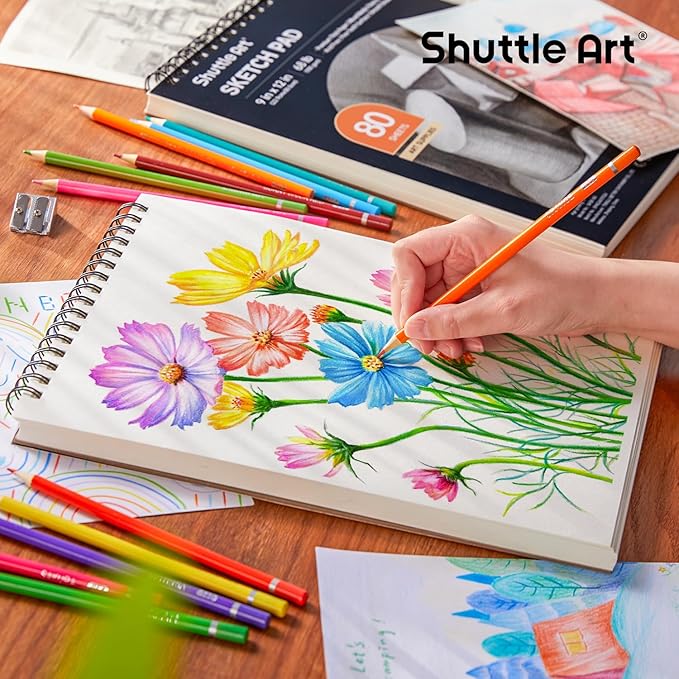 Artists Sketch Books, 9 x 12 Shuttle Art 160 Sheets of Sketch Paper pad Ideal for Drawing and School Supplies (2 Pack)