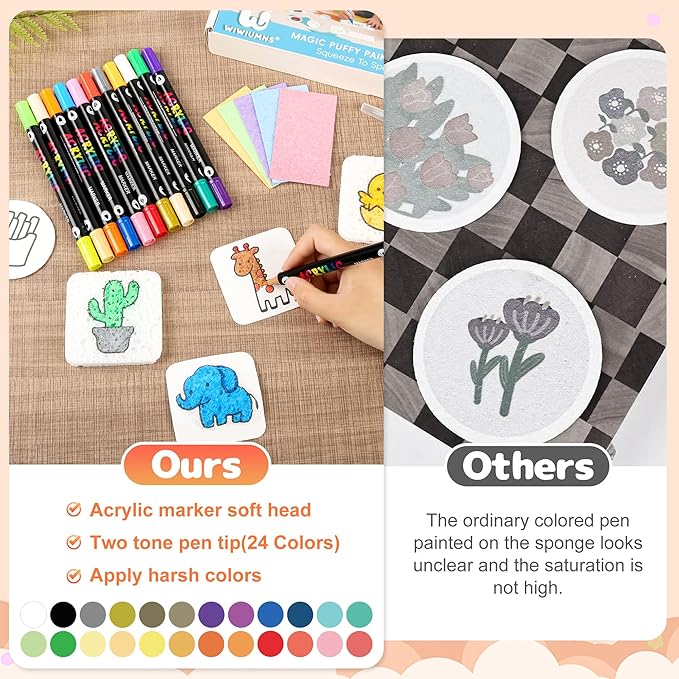 67pcs Magic Foam Texture Painting Kit,Magic Puffy Paint Include 30 Foam Texture Paper,24 Color Acrylic Puffy Markers,Aqua Puffs,aqua puffs for kids,Art Supplies for Kids,Creative Gifts for Christmas