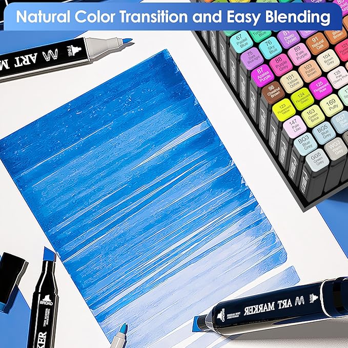 Banral Alcohol Markers Set, 72 Colors Dual Tip Alcohol Based Art Marker for Artists, Permanent Drawing Markers for Adult Coloring Sketching Illustration with Case and Holders