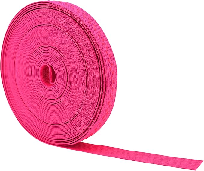 Mandala Crafts 0.5 Inch Elastic Silicone Gripper Tape for Clothing - 10 Yds Dotted Non Slip Elastic Band for Sewing - Hot Pink Silicone Flat Fabric Stretchy Ribbon Straps