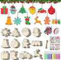 BAPHILE 60PCS DIY Christmas Wooden Ornaments Unfinished Wood Slices to Paint, 138pcs Predrilled Wood Circles Kit Craft Making for Christmas Tree Decorations Hanging Decor Xmas Present Tags