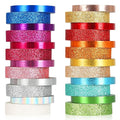 AEBORN Metallic Glitter Washi Tape - 24 Rolls Thin Colored Masking Tape Set, 6mm/10mm Decorative Tapes for Bullet Journal, Scrapbook, Christmas DIY Crafts, Gift Packaging