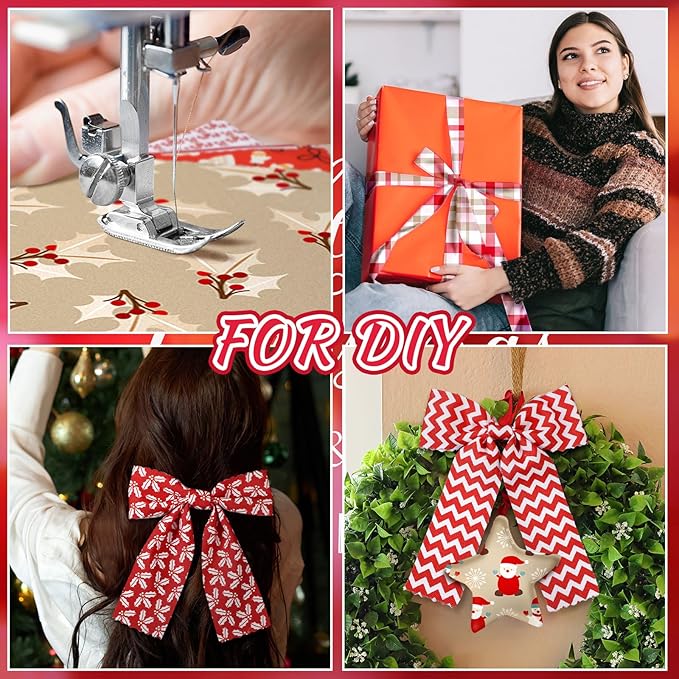Oudain 60 Pcs 10 x 10 Inch Hot Cocoa Christmas Quilting Fabric Vintage Christmas Fat Squares Patchwork Precut Strips Santa Snowflake Candy Cane Fabric Bundles for Xmas DIY Craft Sewing
