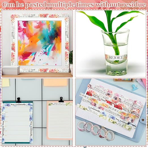 Janlaugh 24 Rolls Christian Washi Tape Gifts Bulk Religious Inspirational Scripture Supplies Cross Bible Verse Washi Tape for Bible Journaling Study Crafting New Year DIY Gifts