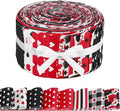 40 Pcs Red Black Love Heart Cotton Fabric Strips Polka Dots Stripes Plaid Mother's Day Fabric Bundles Strips for Quilting Crafting Precut Patchwork for Gift Sewing DIY Crafts