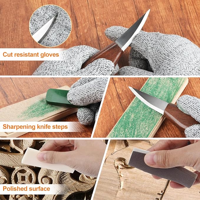 Olerqzer Deluxe Wood Carving Kit Whittling Kit, 54 PCS Wood Carving Tools Set with Carving Hook Knife,Whittling Knife,Painting Set and Basswood Blocks,Wood Carving Knives for Beginners Adults Kids