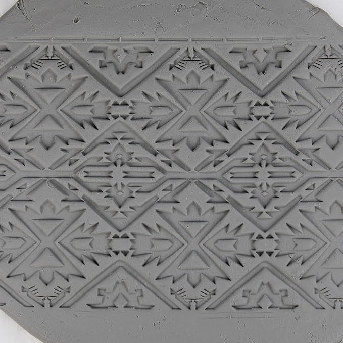 Southwestern Clay Texture Roller (4") - Seamless Set #01 - Embossing Pattern Roller for Polymer & Ceramic Clay, Pottery & Crafts