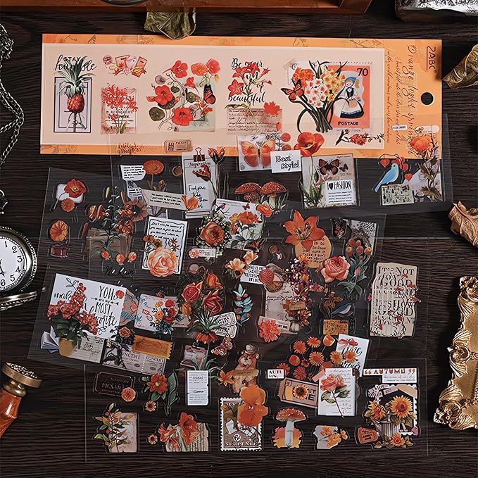 556 Pcs/48 Sheets Stickers for Scrapbooking,Scrapbook Flower Stickers for Scrapbooking Art Journal Bullet Journal Accessories