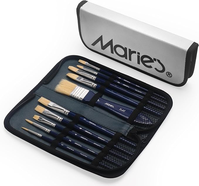 Marie's Paint Brushes Set of 10pcs, Premium Paint Brushes for Acrylic Oil Painting Craft Paintbrushes Art Supplies for Artists and Beginners