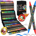 Betem Paint Markers Acrylic Paint Pens, Dual Tip 120 Colors Acrylic Markers with Brush Tip and Fine Point, Art Supplies for Wood, Canvas, Glass, Rock Painting Kit DIY Crafts Drawing Kit with Bag