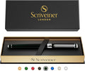 Scriveiner Black Green Rollerball Pen - Stunning Luxury Pen, Chrome Finish, Schmidt Ink Refill, Best Roller Ball Pen Gift Set for Men & Women, Professional, Executive Office