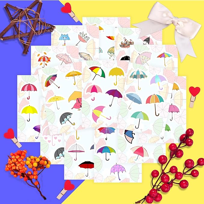 BulbaCraft Umbrella Stickers for Water Bottle and Laptop - Umbrella Party Supplies & Decorations, Waterproof Vinyl Decals, Weather and Fun Stickers, Gifts for Women & Men