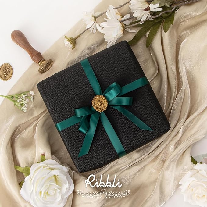 Ribbli Hunter Green Satin Ribbon Double Faced Satin 1/2 inch x Continuous 50 Yards-Dark Green Ribbon for Gift Wrapping Crafts Wedding Decoration Bows Bouquet Floral Arrangement