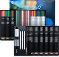70 PCS Art Supply Drawing Set, Pro Art Supplies with Tutorial,Colored, Graphite, Charcoal, Watercolor & Metallic Pencil, for Artists Adults Teens Beginner