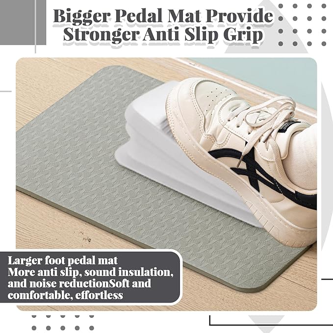 3 Pcs Sewing Machine Muffling Mat Pedal Mat Sewing Machine Pad No Slip Rubber Stay in Place Mats for Calms Vibration(Gray,15 x 20 Inch,14 x 9 Inch,14 x 11 Inch)