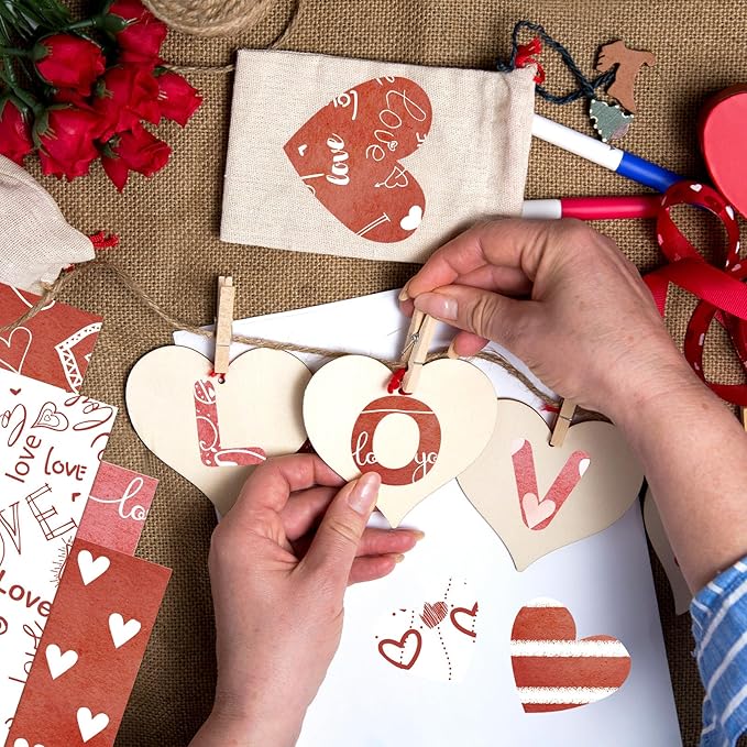Valentines Pattern Paper Double Sided Valentine Decorative Scrapbook Craft Paper,Love Heart Red Black Cardstock for Valentines Craft Supplies Card Making Scrapbook(12 Design,24 Sheet,11 x 11 Inch)