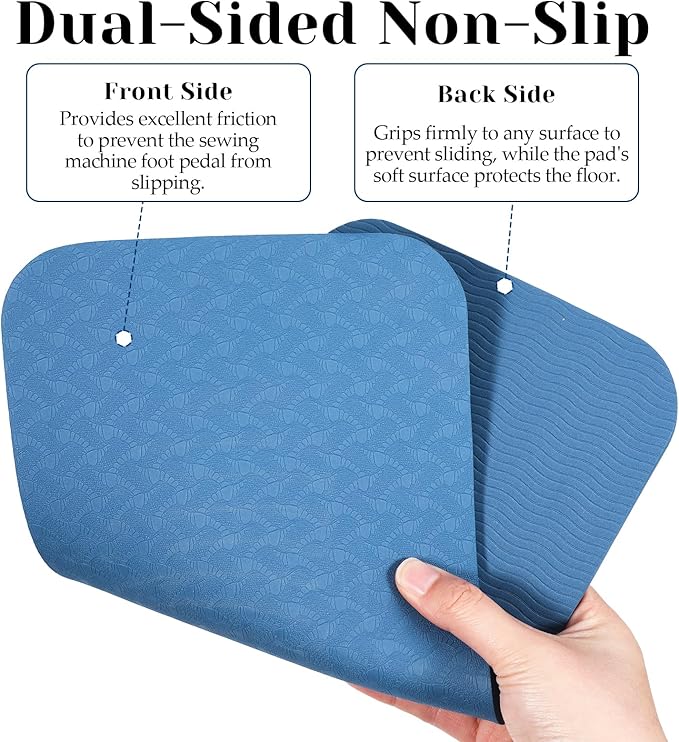 2 PCS Sewing Machine Foot Pedal Mat, No Slip Muffling Sewing Machine Foot Mat, Quilting Supplies Accessories Waterproof Easy to Clean, Blue