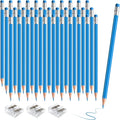 36 PCS Lightblue Erasable Colored Pencils with Eraser Pre Sharpened Pencil 2 HB - Ideal for Checking, Grading, Tests & Office/School Supplies (Lightblue)
