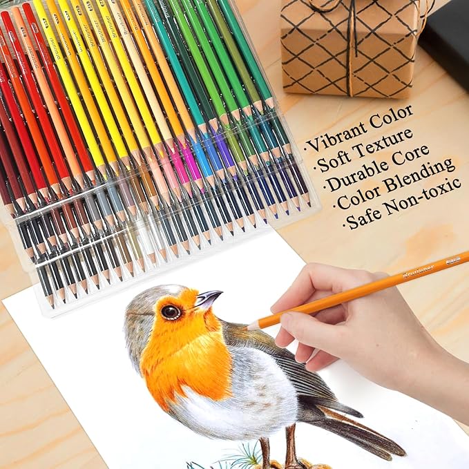 LBW Colored Pencils for Adult Coloring Books, 72 Oil Based Soft Core Professional Color Pencils Set for Artists Beginners Drawing Coloring Sketching Blending