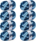 Chunky Yarn for Hand Knitting - #10 Chunky Chenille Blanket Yarn, Jumbo Big Thick Chunky Yarns for Crocheting, Tie Dye Bulky Knit Yarns, 8 Skein (25 yds 8 oz Each Skein), Navy & Multi Blue