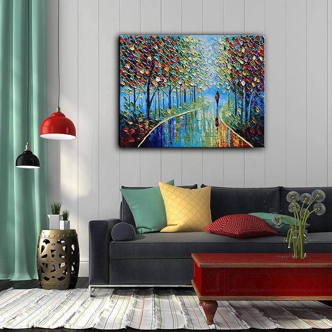 YaSheng Art -Landscape Oil Painting On Canvas Textured Tree Abstract Contemporary Art Wall Paintings Handmade painting Home Office Decorations Canvas Wall Art painting 24x36inch
