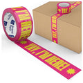 Cool Decorative Packing Tape for Small Business, Cute Designer Printed Packaging and Shipping Tape, Yay I'm Here!, Neon Pink Yellow, 1.88" x 110 Yards (330 feet)