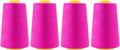 Mandala Crafts 4 Pack of Serger Threads Cones Spools - 40S/2 24000 Yards Polyester Fuchsia Threads for Sergers Machine and Overlock Quilting Sewing Machine