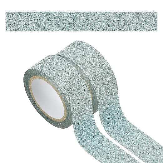 PATIKIL 2Roll Glitter Paper Washi Tape, Glitter Film Decorative Tape for DIY, Light Blue