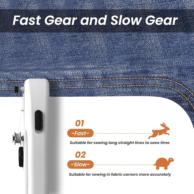 Handheld Sewing Machine for Beginners, Portable Mini Sewing Machine with Two Speed Modes, Easy to Operate and Fast Stitch Suitable for Clothes, Fabrics and Quick Home Repairs