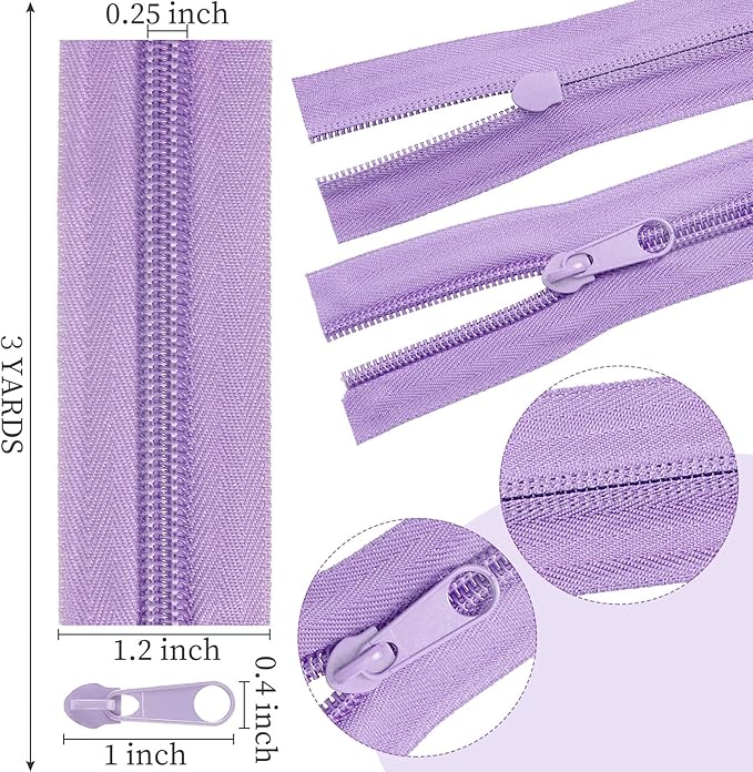 Syhood 36 Yards 12 Pieces #5 Sewing Zippers Tapes Assorted Nylon Lightweight with 120 Plastic Zipper Sliders for Women Men Sewing Supplies(Bright Color)
