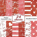 Valentines Pattern Paper Double Sided Valentine Decorative Scrapbook Craft Paper,Love Heart Red Black Cardstock for Valentines Craft Supplies Card Making Scrapbook(12 Design,24 Sheet,11 x 11 Inch)