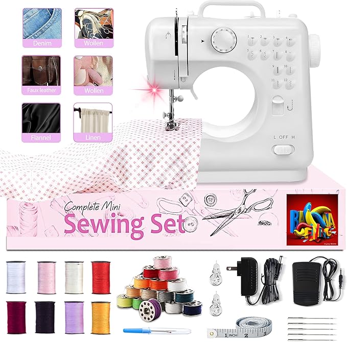 Flying Banana Mini Sewing Machine for Beginners - Portable with 12 Stitches, Best Christmas Gifts 2025 for Boys & Girls 8 +, Kids Sewing Kit, Home DIY Crafting