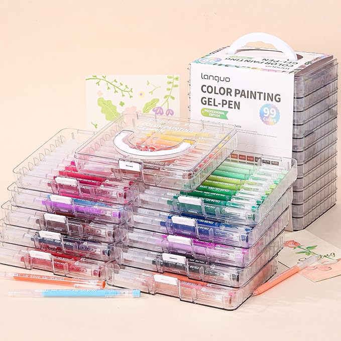 Gel Pens for Adult Coloring Books, 99 Colors Set Gel Colored Pens Marker, Perfect Gel Pens for Adult Drawing Doodling Journaling, Art Supplies and DIY Crafts