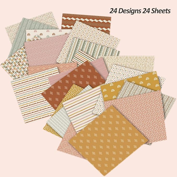 12x12 Scrapbook Paper Pads 24 Sheets Double-Sided Decorative Craft Paper, MIATTCLD Vintage Cardstock Papers Colored Patterned Papers Pack