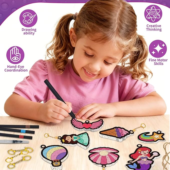Dolanus Arts and Crafts Kits -3D Art Puffs Sponge Magic Painting, Birthday Gift for 4 5 6 7 8 9 Year Old Girl, Toys for Girls Ages 4-10, DIY Color & Inflate Activity, Travel & Creative Gifts