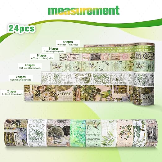 24 Rolls Washi Tape Set,Vintage Floral Decorative Masking Tape for Scrapbooking Supplies,Junk Journal,DIY Crafts,Gift Wrapping(Secret Garden Series)
