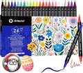 Artecho Acrylic Paint Markers 24 Colors, Acrylic Paint Pens with Brush Tip and Fine Tip for Stone, Rock Painting, Paper, Pumpkin, Wood, Egg, Canvas, Ceramic, Fabric, leather, Glass, DIY Crafts