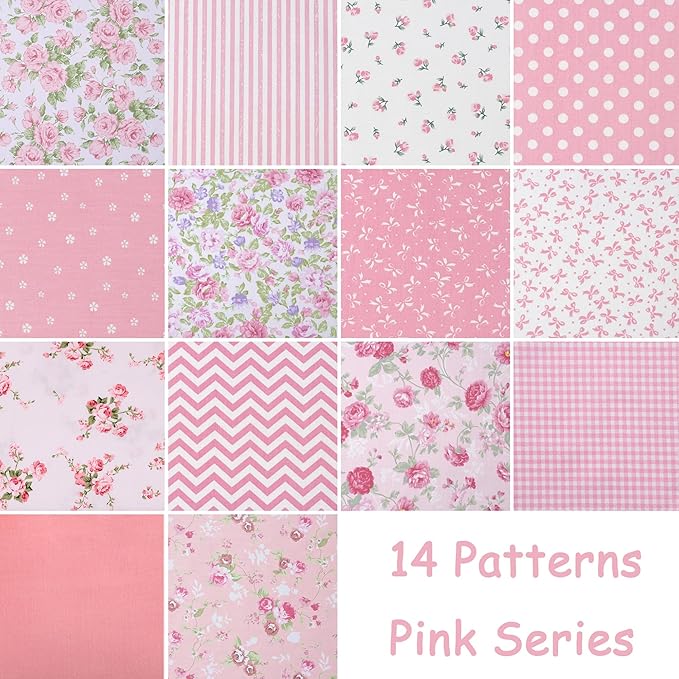 42Pcs 10" Layer Cakes, Pre-Cut 10x10 Fabric Quilt Squares Bundles for Sewing Patchwork, Quilting Supplies, Layer Cake Fabric for Quilting 10 inch - Pink