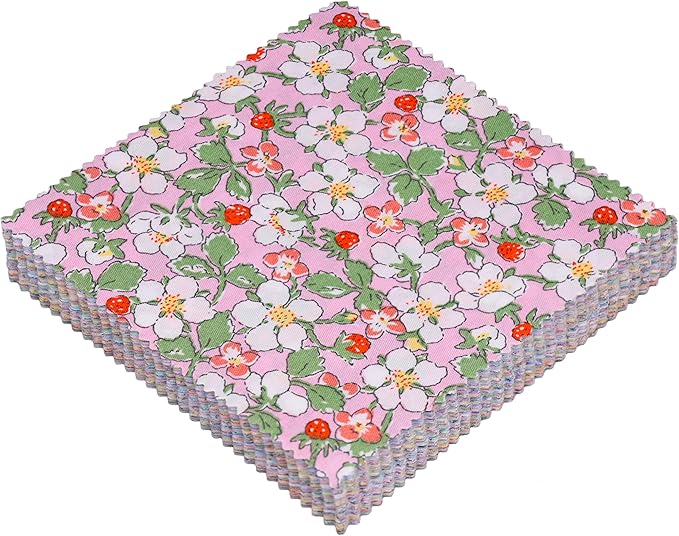 Charm Packs for Quilting 5 inch - 42 5" Charm Squares for Quilting - Spring Floral Print Cotton Fabric Quilt Squares 5x5 for Sewing, Patchwork, and DIY Crafts - Pastoral Floral