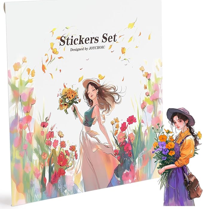 Scrapbook Stickers Set, 120Pcs Flower Sticker for Journaling and Scrapbooking, Junk Journal Supplies, PET Transparent Materials, Women People Ladies Planner DIY Arts Craft