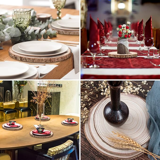 Maputune 8 Pcs 8-9 in Large Unfinished Wood Slices for Centerpieces, Natural Rustic Wooden Plate for DIY Craft, Round Wood Chips for Signage Painting Wedding Party Christmas Decor