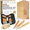 JJ CARE Wood Carving Kit, 24pcs Wood Whittling Kit with 12 SK2 Steel Carving Knives, 10 Basswood Blocks, 1 Grinding Stone & Storage Case, Gift Set for Beginners & Adults