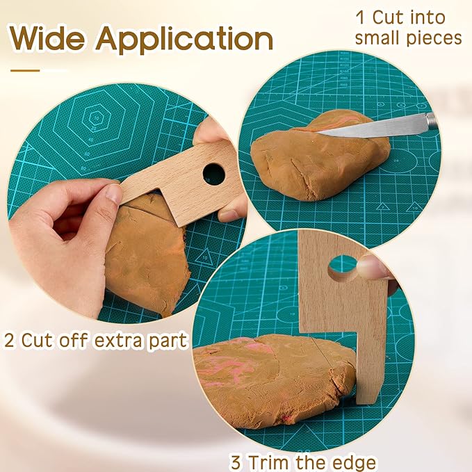 Amylove 3 Pieces Pottery Tools Cutting Clay Trimming Tool Includes Wood and Wire Bevel Cutter Fettling Knife for Pottery and Ceramics and Sculpting