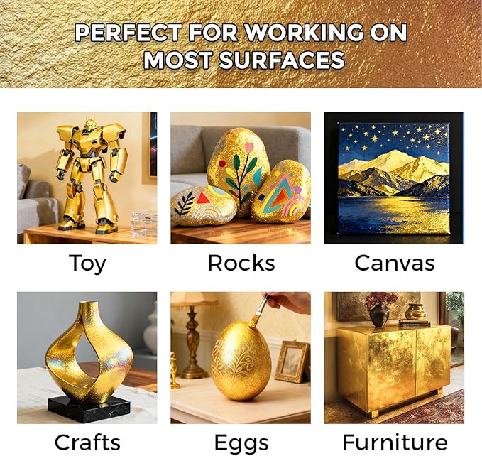 ARTME Liquid Gold Leaf Paint, 1.69 oz/50 ml Acrylic Metallic Gold Paint for Art Painting, Handcrafts, Non-Toxic, Non-Fading Touch Up Paints Ideal for Canvas, Wood, Fabric, Ceramic, Metal, Furniture